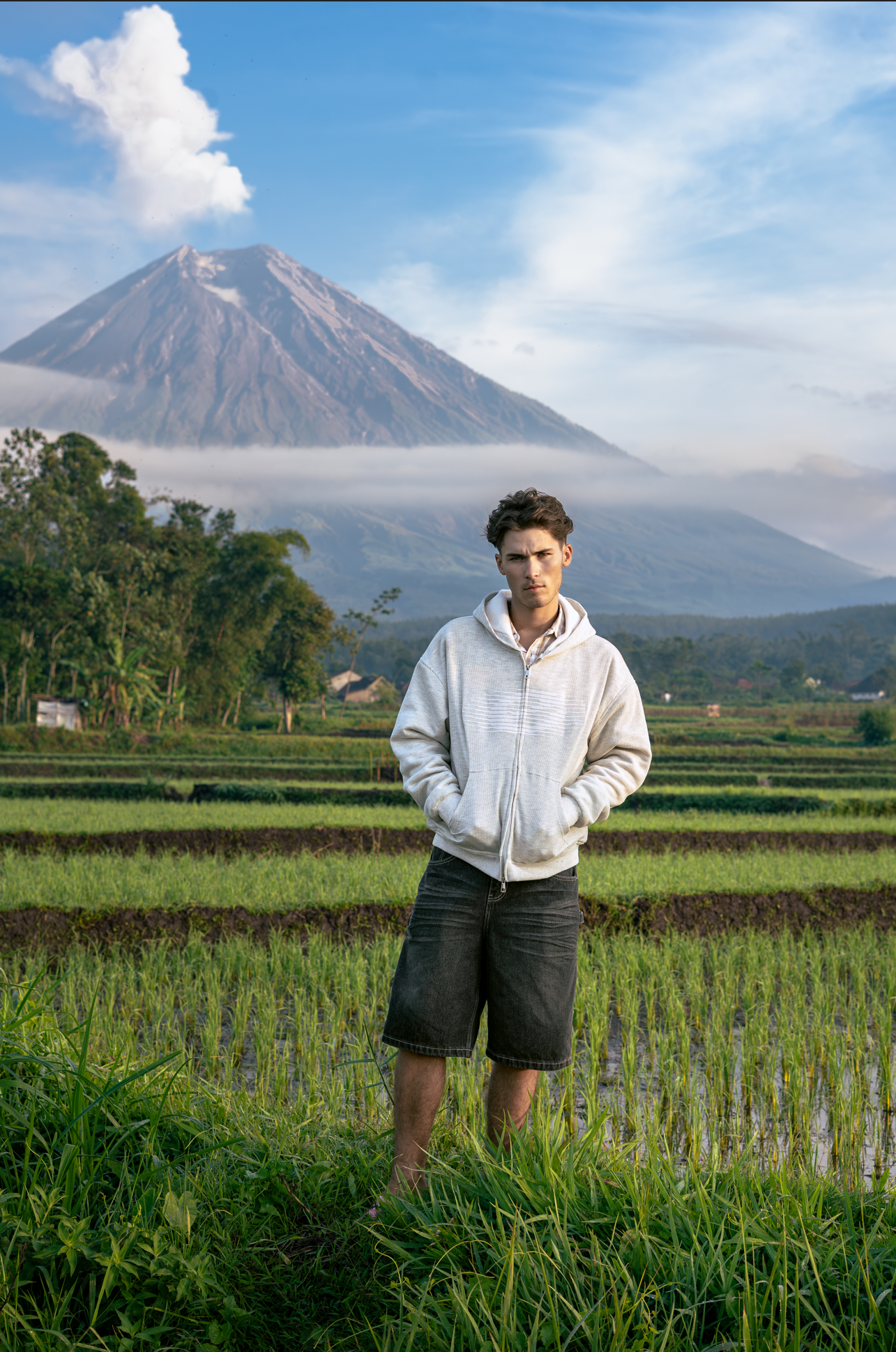 WAFFLE-KNIT ZIP UP